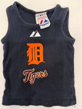 VINTAGE MAJESTIC Detroit Tigers Baseball Baby Girl Tank Top